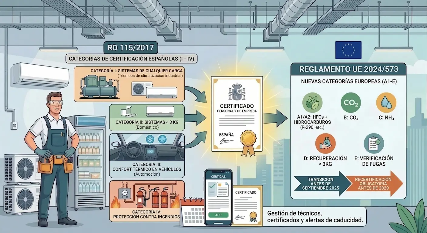 Certificado profesional de manipulación de gases fluorados