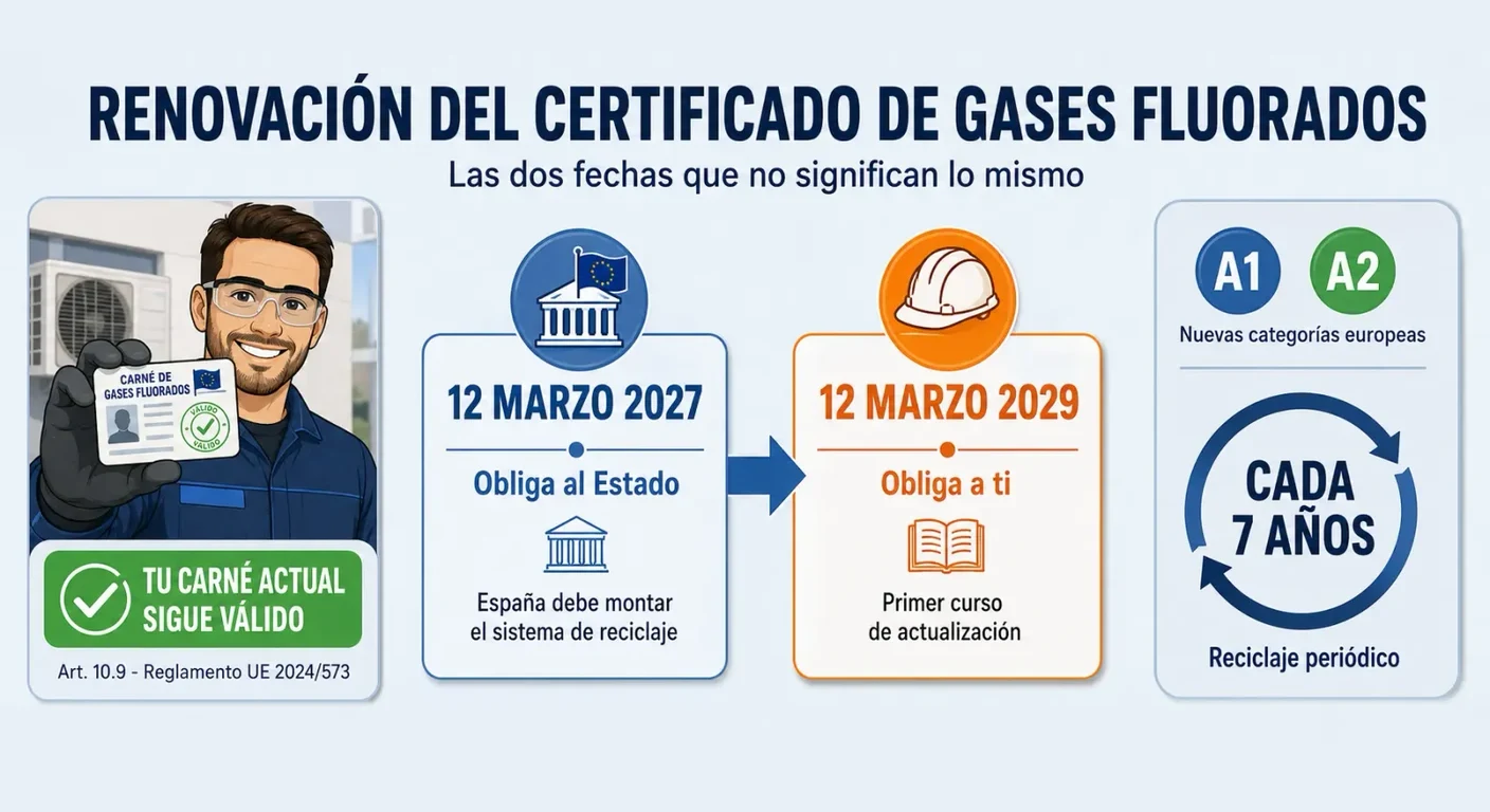 Técnico revisando la fecha de renovación de su certificado de gases fluorados