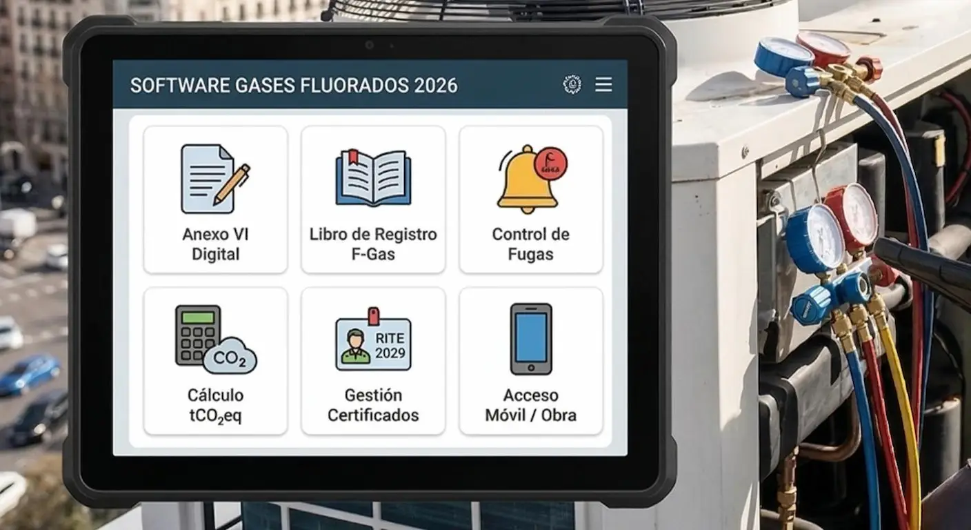 Dashboard de software de gestión para instaladores de gases fluorados